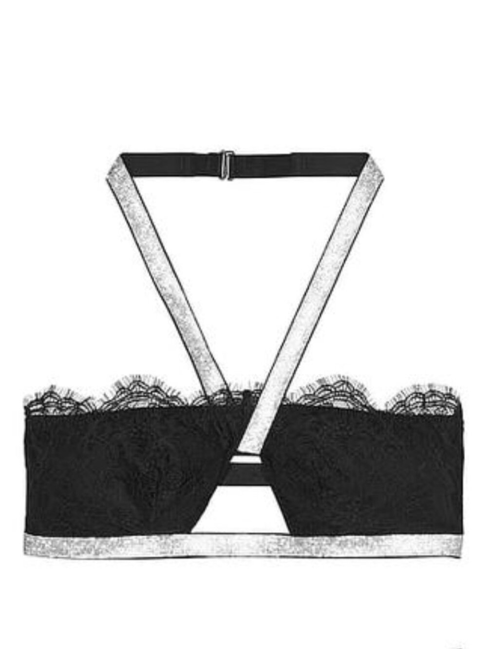 New! Victoria’s Secret Black Shine Strap Halter Bralette Small 32056